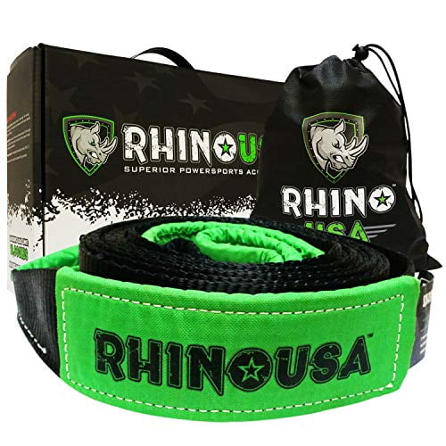 20ft Lab Tested 31,518lb Break Strength Triple Reinforced Loop End to Ensure Peace of Mind RHINO USA COMBO Recovery Tow Strap /& D Ring Shackles Heavy Duty Draw String bag Included